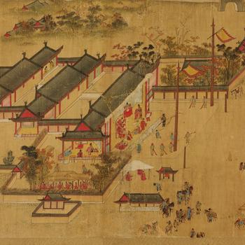 Ausschnitt aus Puksae sŏnŭn to 北塞宣恩圖 (Bild der Prüfung von Königsgnaden im nördlichen Grenzland) von Han Sigak 韓時覺 (1621–1691?), 1664, National Museum of Korea