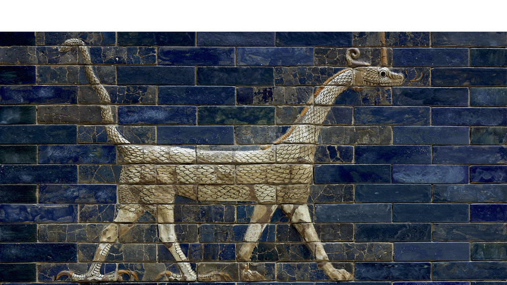 Babylonisches Ziegelrelief mit Darstellung eines Drachen (Muschuschu), Staatliche Museen zu Berlin, Vorderasiatisches Museum